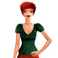 Sexy flirting woman wearing a stylish blouse upper body portrai