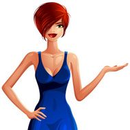 Bright drawing of a gorgeous red-haired sexy Caucasian lady