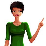 Sexy flirting woman upper body vector portrait Beautiful brunet