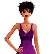 Sexy coquette woman upper body vector portrait Gorgeous lady