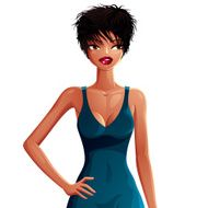 Beautiful vector lady illustration upper body portrait N3