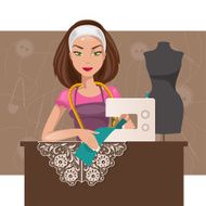 Dressmaker woman Vector illustration