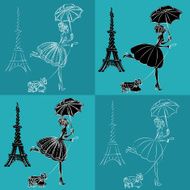 Fashion girl with umbrella set N2