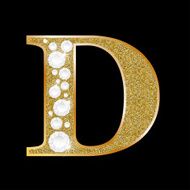 Letter D of gold and diamond