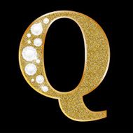 Letter Q of gold and diamond