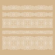 Set of seamless lace borders with transparent background