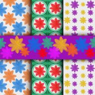 Different flower vector seamless patterns