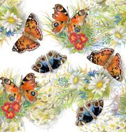 Butterflies picture seamless pattern with flowers
