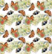 Butterflies picture seamless pattern with flowers N6