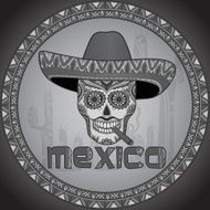 Traditional mexican skull with sombrero