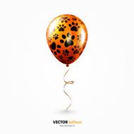 Party flying balloon with cat paws pattern isolated on white