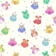 cute owl seamless pattern vector N2