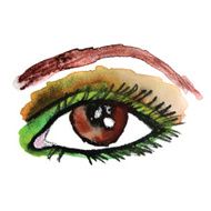 Watercolor hand drawn eye Make up N3