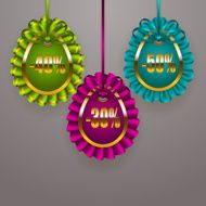 Set of Easter eggs with ribbons