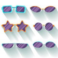 Set of colored flat sunglasses with long shadows Sprockets rou