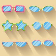 Set of colored flat glasses with long shadows Sprockets round N5