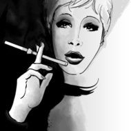 Portrait of a woman smoking with cigarette holder