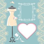 Wedding bridal dress with paisley border label frame