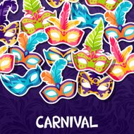Celebration festive background with carnival masks stickers N2