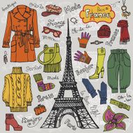 Paris style Fashion clothing set Colored Sketch N2