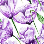 Purple poppy watercolor pattern