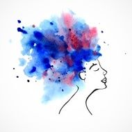 Watercolor silhouette of beautiful women