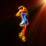 Abstract fractal pose of fashion model