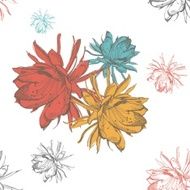Seamless pattern floral background retro colors