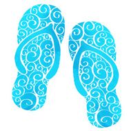 Watercolor flip flop blue sandals