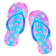 Watercolor flip flop sandals