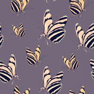 Seamless vintage style pattern with butterflies Hand drawn