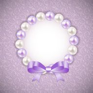 Vintage Pearl Frame with Bow Background Vector Illustration