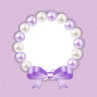 Vintage Pearl Frame with Bow Background Vector Illustration N2