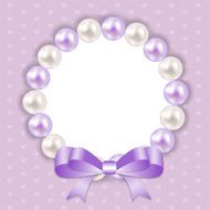 Vintage Pearl Frame with Bow Background Vector Illustration N3