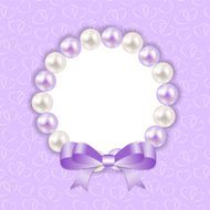 Vintage Pearl Frame with Bow Background Vector Illustration N4