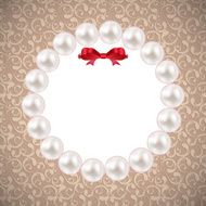 Vintage Pearl Frame with Bow Background Vector Illustration N5