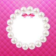 Vintage Pearl Frame with Bow Background Vector Illustration N6