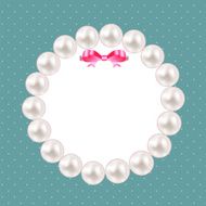 Vintage Pearl Frame with Bow Background Vector Illustration N7