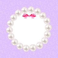 Vintage Pearl Frame with Bow Background Vector Illustration N8