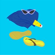 towel sunglasses flip-flops sunblock