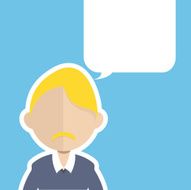 Business blond man with mustache talking