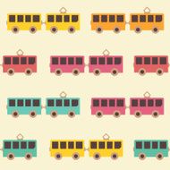 Amazing seamless vintage colorful tram pattern