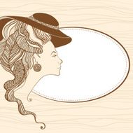 Beautiful young lady head silhouette Baroque style