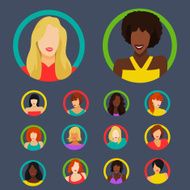 Set of female portraits