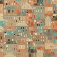 Night city Vector background vintage houses N2