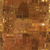 Night city Vector background vintage houses N3