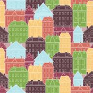 Houses Vector seamless pattern vintage