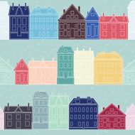 Houses Vector seamless pattern vintage N4