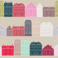 Houses Vector seamless pattern vintage N5