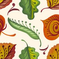 Seamless texture with bright autumn leaves and flowers Vector i